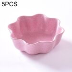 5 pezzi Piatti creativi a forma di prugna Piatto di condimento di paglia di grano Piatto da snack Salsa di peperoncino Salsa di ketchup Piatto di sale, Dimensioni: 7x7x2,5 cm (rosa)