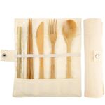 Set di bacchette cucchiaio forchetta coltello da tavola in paglia di bambù creativo da viaggio 2 pezzi con borsa di stoffa