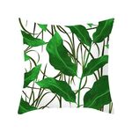 Piante tropicali Federa in poliestere Federe decorative Foglie verdi Copricuscino quadrato 45 cm x 45 cm (1)
