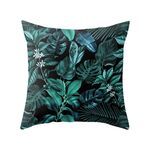 Piante tropicali Federa in poliestere Federe decorative Foglie verdi Copricuscino quadrato 45 cm x 45 cm (28)