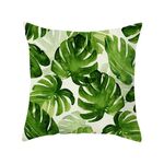 Piante tropicali Federa in poliestere Federe decorative Foglie verdi Copricuscino quadrato 45 cm x 45 cm (5)
