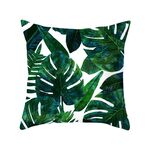 Piante tropicali Federa in poliestere Federe decorative Foglie verdi Copricuscino quadrato 45 cm x 45 cm (12)