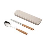3 in 1 cucchiaio bacchette forchetta posate set tre pezzi lavoro creativo studenti stoviglie portatili (bacchette cucchiaio di legno due pezzi)