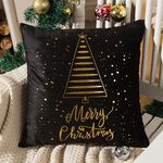 Fodera per cuscino Buon Natale Fodera per cuscino con stampa in lamina d'oro Fodera per cuscino divano in vita Fodera per cuscino Coffee Shop Decorativo 43 cm x 43 cm