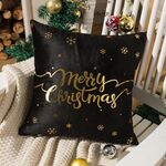 Fodera per cuscino Merry Christmas Stampa lamina d'oro Fodera per cuscino Divano Vita Fodera per cuscino Fodera per cuscino Coffee Shop Decorativo 43 cm x 43 cm (3)