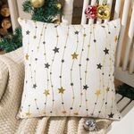 Fodera per cuscino Buon Natale Fodera per cuscino con stampa in lamina d'oro Fodera per cuscino per divano in vita Decorazione per caffetteria 43 cm x 43 cm (11)