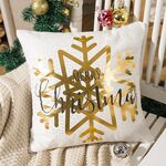 Fodera per cuscino Merry Christmas Stampa con lamina d'oro Fodera per cuscino Divano Vita Fodera per cuscino Fodera per cuscino Coffee Shop Decorativo 43 cm x 43 cm