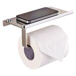 Porta rotolo di carta igienica lucido in acciaio inossidabile con ripiano per cellulare