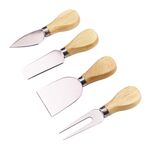 Set di 4 coltelli da formaggio in acciaio inossidabile con manico in bambù, affettatrice per formaggio con manico in legno, set di coltelli da formaggio