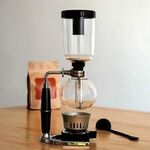 Sifone classico Caffettiera Sifone in vetro con manico nero per 5 persone, dimensioni: 37,5x11,3 cm (nero)