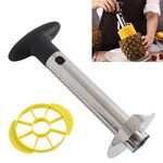 Affettatrice per ananas in acciaio inossidabile Affettatrice per frutta Utensili da cucina (manico nero)