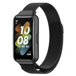 Per Huawei Band 7 /7 NFC Milan Metal Magnetic Watch Band (Black)