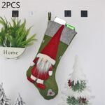 CX20204 Borsa regalo per calzini natalizi con bambola senza volto Decorazione pendente per albero di Natale (verde)