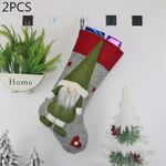 CX20204 Borsa regalo per calzini natalizi con bambola senza volto Decorazione pendente per albero di Natale (grigio)