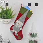 CX20204 Bambola senza volto Calzino di Natale Borsa regalo Decorazione pendente per albero di Natale (Rosso)