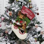 CX192019 Elk Pattern Christmas Sock Gift Bag Decorazione ciondolo albero di Natale