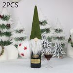 2 pezzi CX20214 Borsa per bottiglia di vino per bambola senza volto Decorazione natalizia (verde)