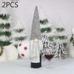 2 pezzi CX20214 Borsa per bottiglia di vino per bambola senza volto Decorazione natalizia (grigio)