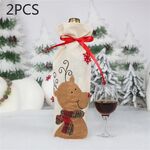 2 pezzi CX20216 Borsa per bottiglia di vino con motivo alce Decorazione natalizia