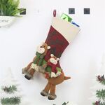 CX20226 Decorazione con ciondolo per albero di Natale, motivo calzino natalizio con motivo alce