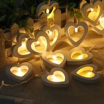 1.2m 10 LEDs Cuore in legno Festa di Natale Decorazione per interni a forma di cuore per esterni