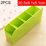 2 PCS Multi-funzione 4 Griglia Portapenne da tavolo Custodia da ufficio per scuola Scatola di plastica Penna da scrivania Pencil Organizer (Verde)