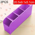 2 PCS Multi-funzione 4 Griglia Portapenne da tavolo Custodia da ufficio per scuola Scatola di plastica Penna da scrivania Pencil Organizer (Viola)