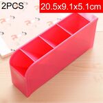 2 PCS Multi-funzione 4 Griglia Portapenne da tavolo Ufficio Scuola Custodia in plastica Scatola di plastica Penna da scrivania Pencil Organizer (Rosso)