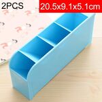 2 PCS Multi-funzione 4 Griglia Portapenne da tavolo Custodia da ufficio per scuola Scatola di plastica Penna da scrivania Pencil Organizer (Blu)