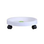 Ruote rotonde universali Vassoio portavasi Vassoio portavasi facile da spostare Piatto da giardino Supporto in plastica (bianco)