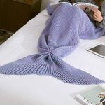 Coperta a coda di sirena per coperte lavorate a maglia super morbide per adulti, dimensioni: 90 x 50 cm (grigio viola)