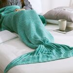 Coperta a coda di sirena per coperte lavorate a maglia super morbide per adulti, dimensioni: 90 x 50 cm (verde menta)