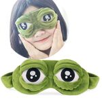 Cute Eyes Plush3D Frog Shade Cover Sleeping Rest Maschera da viaggio con borsa del ghiaccio