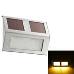 2 LED Controllo del sensore di luce ad energia solare IP44 Lampada da parete a LED impermeabile Lampada da parete per esterni Patio Cortile Sentiero Scale da giardino Passaggio notturno Illuminazione di sicurezza (luce calda)