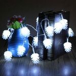 20 LED Solar Powered Pine Cone Outdoor Energy Saving Holiday Wedding Decoration String Light Garden Landscape Lamp (luce bianca)
