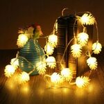 20 LED Solar Powered Pine Cone Outdoor Energy Saving Holiday Wedding Decoration String Light Garden Landscape Lamp (bianco caldo)