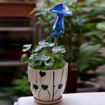 Piante domestiche a forma di fungo Fiori Alimentatore d'acqua Dispositivi automatici di irrigazione automatica in vetro trasparente (blu)