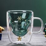 Tazza di acqua stella albero di Natale creativo in vetro a doppio strato da 300 ml