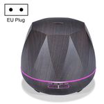 Macchina per aromaterapia umidificatore ad ultrasuoni con telecomando a grana di legno diamantata Spruzzatore automatico di alcol con luci a LED, capacità: 400 ml, spina europea (colore legno scuro)