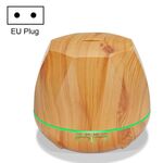 Macchina per aromaterapia umidificatore a ultrasuoni con telecomando a grana di legno diamantata Spruzzatore automatico di alcol con luci a LED, capacità: 400 ml, spina europea (colore legno chiaro)