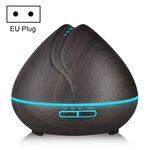 Macchina per aromaterapia Umidificatore ad ultrasuoni con telecomando a grana di legno a forma di pesca Spruzzatore automatico di alcol con luci a LED, capacità: 400 ml, spina europea (colore legno scuro)