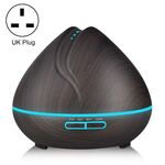 Macchina per aromaterapia Umidificatore ad ultrasuoni con telecomando a grana di legno a forma di pesca Spruzzatore automatico di alcol con luci a LED, capacità: 400 ml, spina UK (colore legno scuro)
