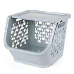 Mensola da bagno con cestello portaoggetti in plastica da cucina impilabile (blu)