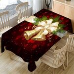 Tovaglia rettangolare domestica Decorazione di stoffa da tavolino da sala da pranzo di Natale, dimensioni: 140x140 cm (campana di Natale)