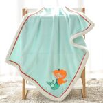 Neonato Cartoon Soild Addensare Doppio Strato di Corallo Pile Morbida Coperta per Neonati, Dimensioni: 75x100cm (Green Mermaid)