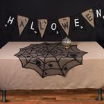 Decorazione per tovaglia con ragnatela in pizzo nero festa di Halloween 2 pezzi, dimensioni: 102x102 cm