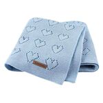 Coperta multifunzionale per condizionatore d'aria antivento Love Hollow Baby Knit, dimensioni: 100x80cm (azzurro)