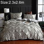 Copripiumino copripiumino con fiori in seta lavata, dimensioni: 2,3 x 2,6 m, set da tre pezzi (grigio argento)