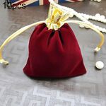 10 pezzi Borsa in velluto Borsa per gioielli Borsa per benedizione natalizia di Capodanno, dimensioni: 10x12cm (vino rosso)