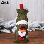 2 pezzi regalo di natale bottiglia di vino sacchetto di copertura antipolvere decorazioni da tavola per la casa (vecchio verde)